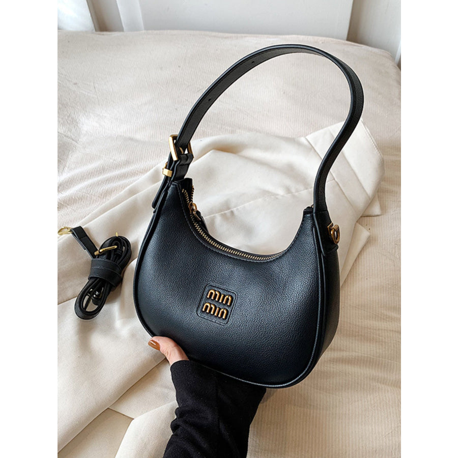 Elegant PU Leather Shoulder Bag Black / One Size Apparel and Accessories