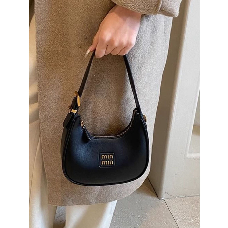 Elegant PU Leather Shoulder Bag Black / One Size Apparel and Accessories