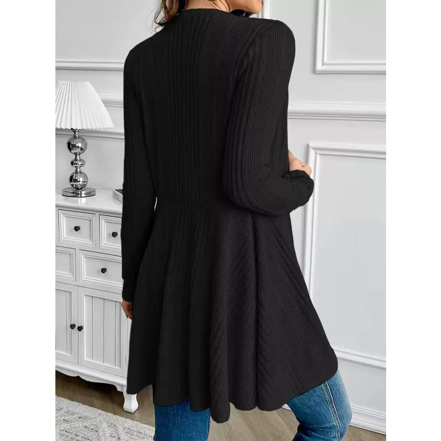 Elegant Ribbed Knit Open Front Cardigan Apparel and Accessories