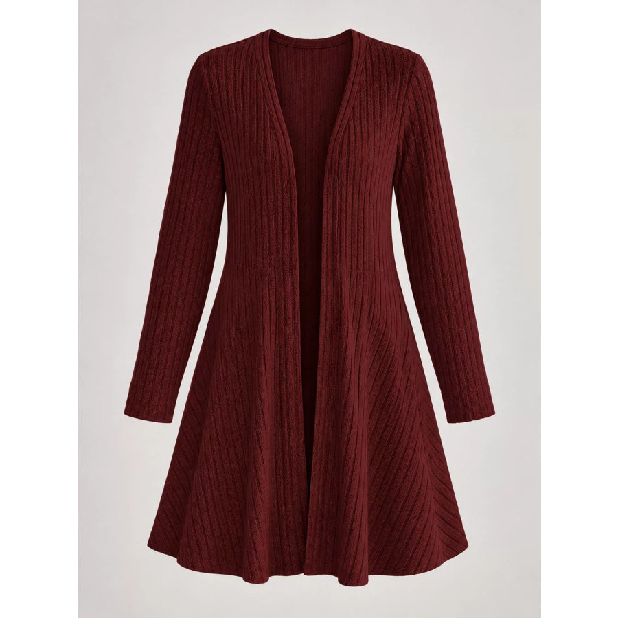 Elegant Ribbed Knit Open Front Cardigan Apparel and Accessories