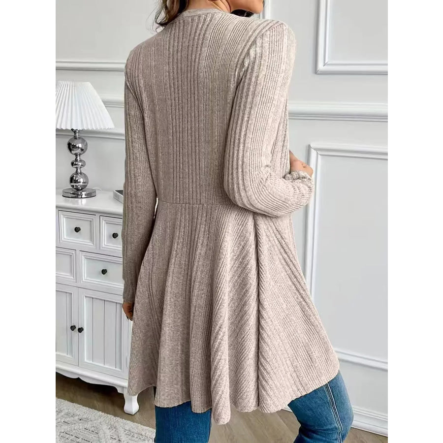 Elegant Ribbed Knit Open Front Cardigan Apparel and Accessories
