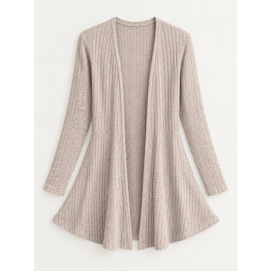 Elegant Ribbed Knit Open Front Cardigan Apparel and Accessories