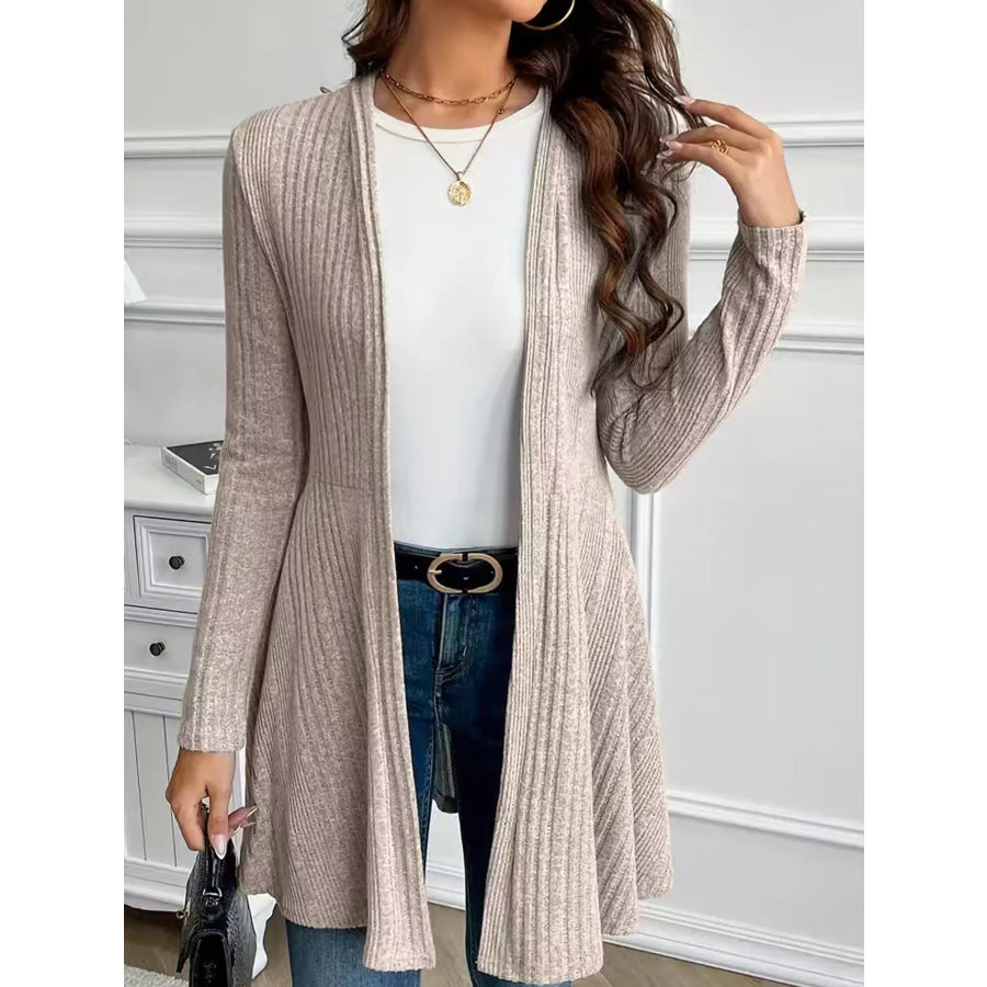 Elegant Ribbed Knit Open Front Cardigan Apparel and Accessories