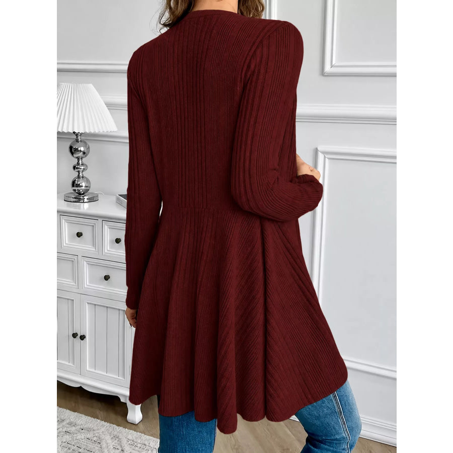 Elegant Ribbed Knit Open Front Cardigan Apparel and Accessories