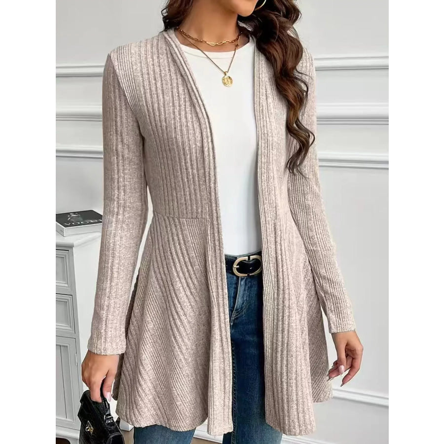 Elegant Ribbed Knit Open Front Cardigan Apparel and Accessories