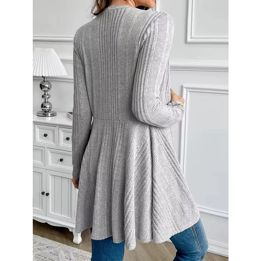 Elegant Ribbed Knit Open Front Cardigan Apparel and Accessories