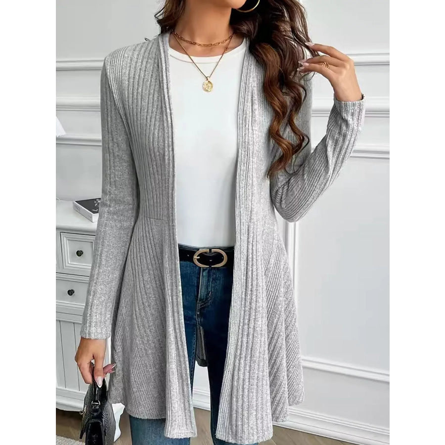 Elegant Ribbed Knit Open Front Cardigan Apparel and Accessories