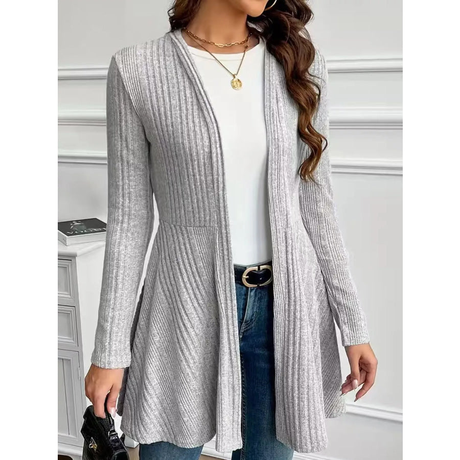 Elegant Ribbed Knit Open Front Cardigan Apparel and Accessories