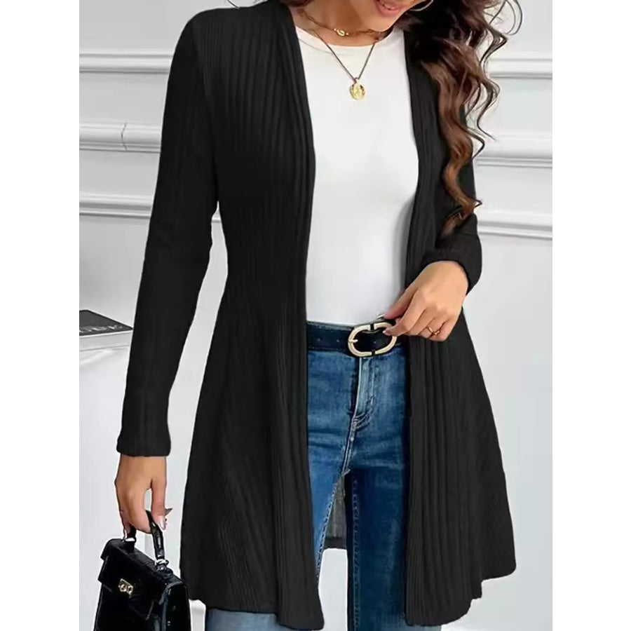 Elegant Ribbed Knit Open Front Cardigan Apparel and Accessories