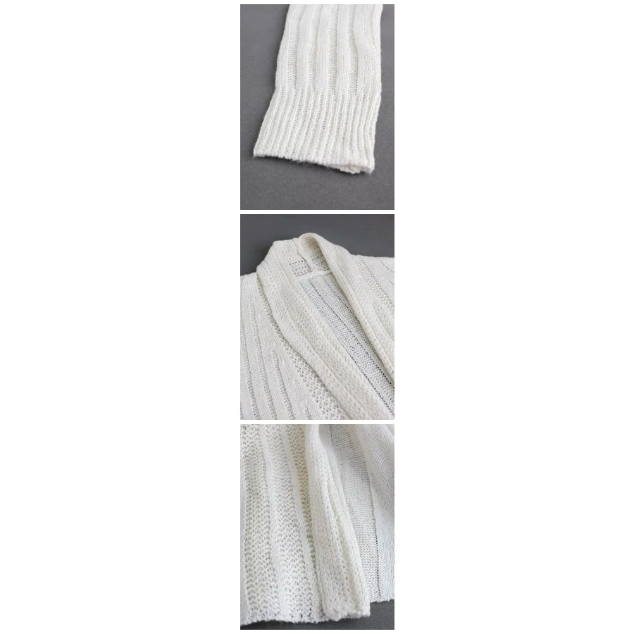 Elegant Ribbed Knit Open Front Flared Cardigan Apparel and Accessories