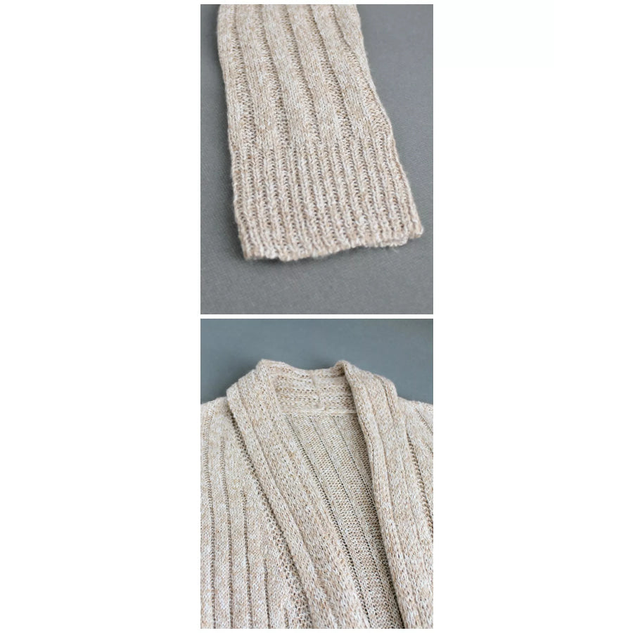 Elegant Ribbed Knit Open Front Flared Cardigan Apparel and Accessories