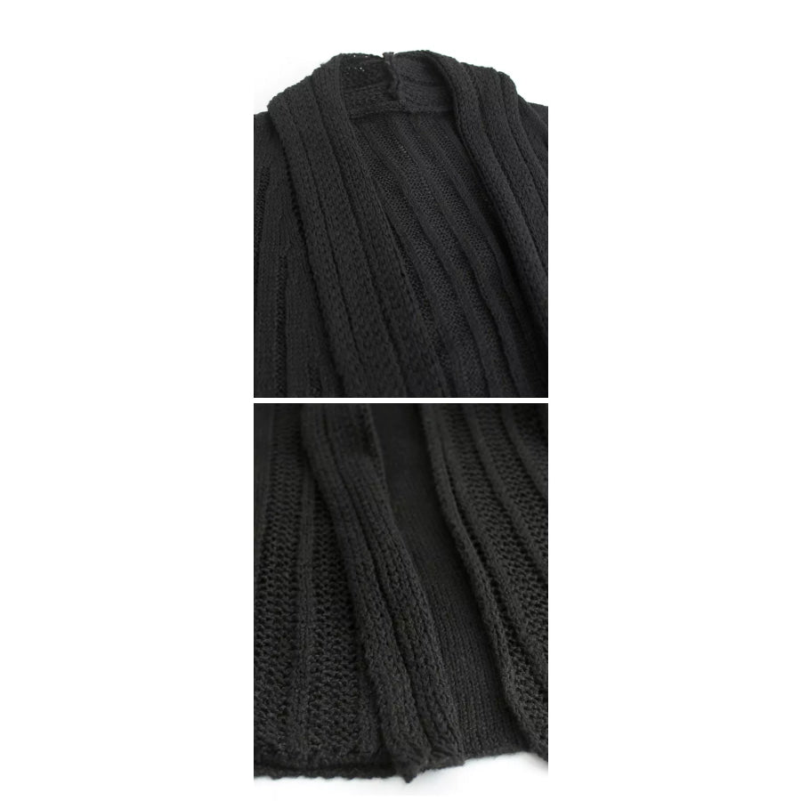 Elegant Ribbed Knit Open Front Flared Cardigan Apparel and Accessories