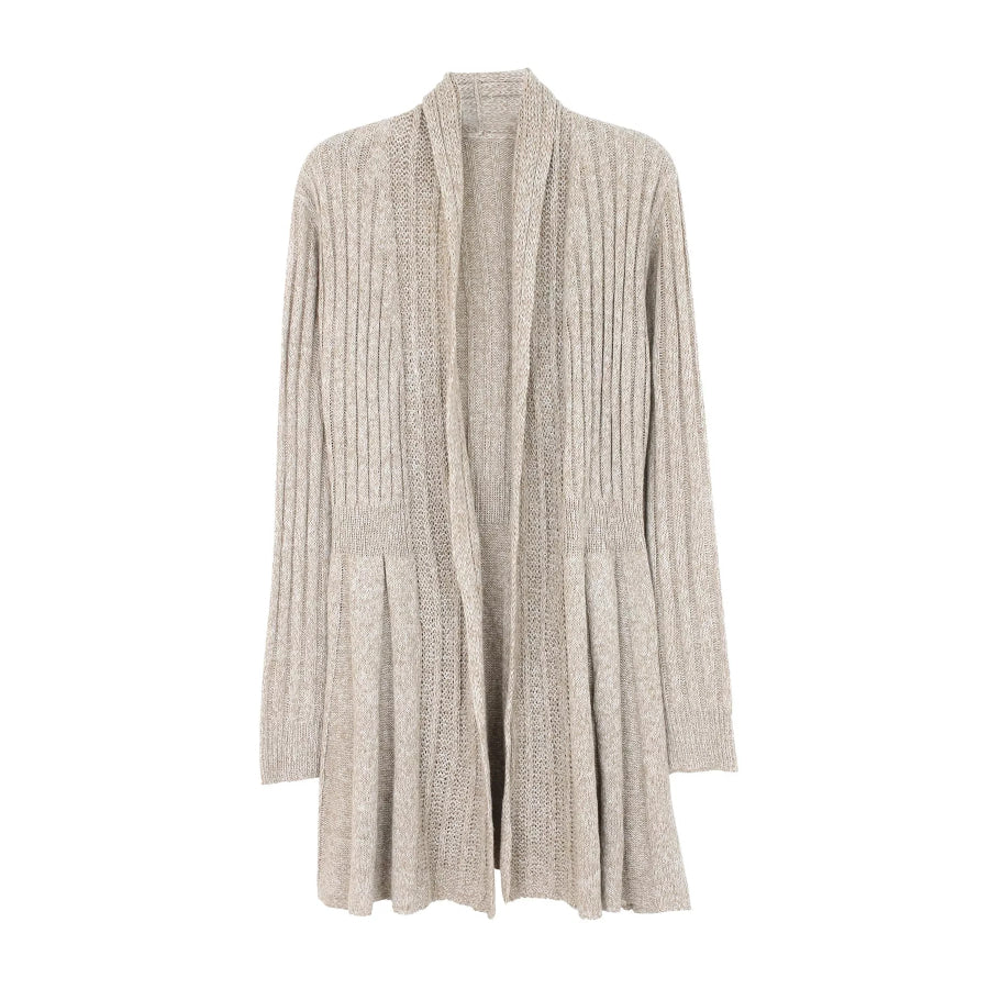 Elegant Ribbed Knit Open Front Flared Cardigan Apparel and Accessories