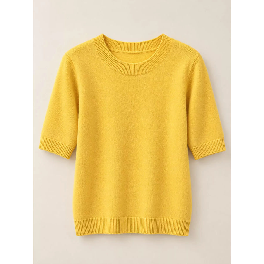 Elegant Round Neck Short-Sleeve Sweater Apparel and Accessories