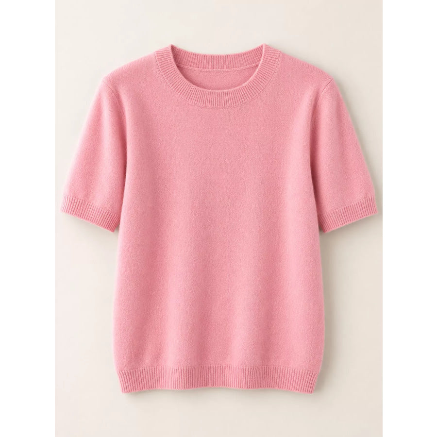 Elegant Round Neck Short-Sleeve Sweater Apparel and Accessories