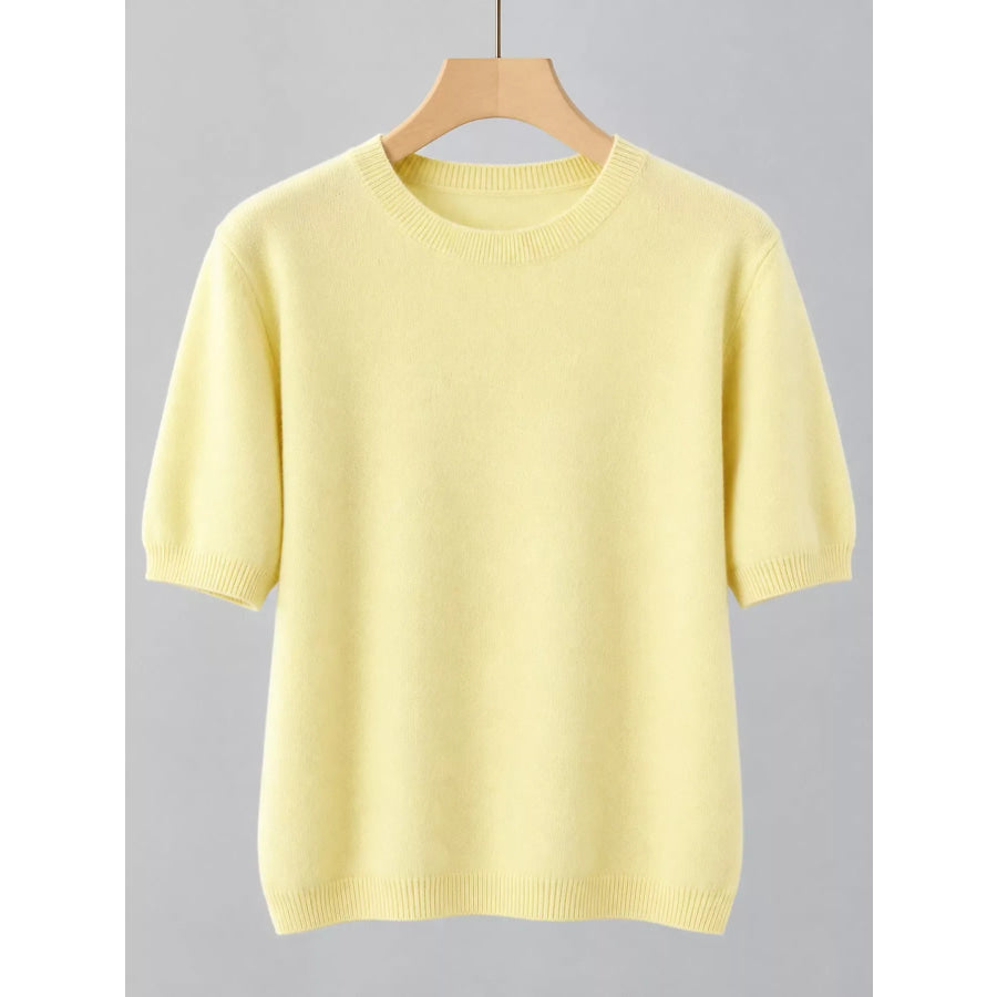 Elegant Round Neck Short-Sleeve Sweater Apparel and Accessories