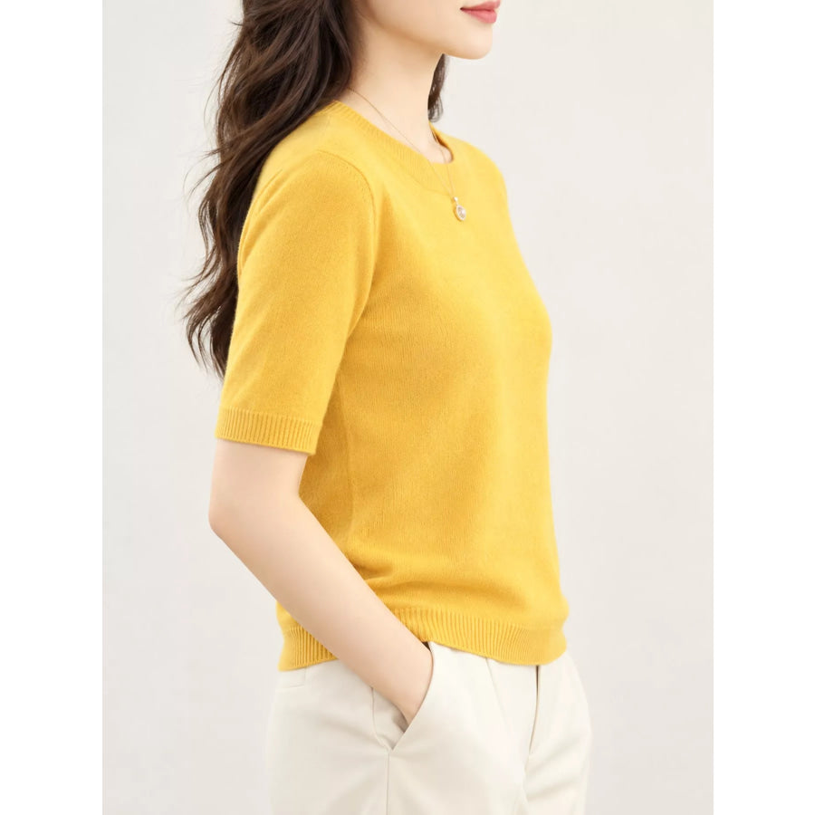 Elegant Round Neck Short-Sleeve Sweater Apparel and Accessories