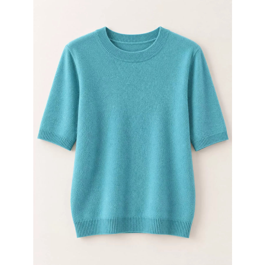 Elegant Round Neck Short-Sleeve Sweater Apparel and Accessories
