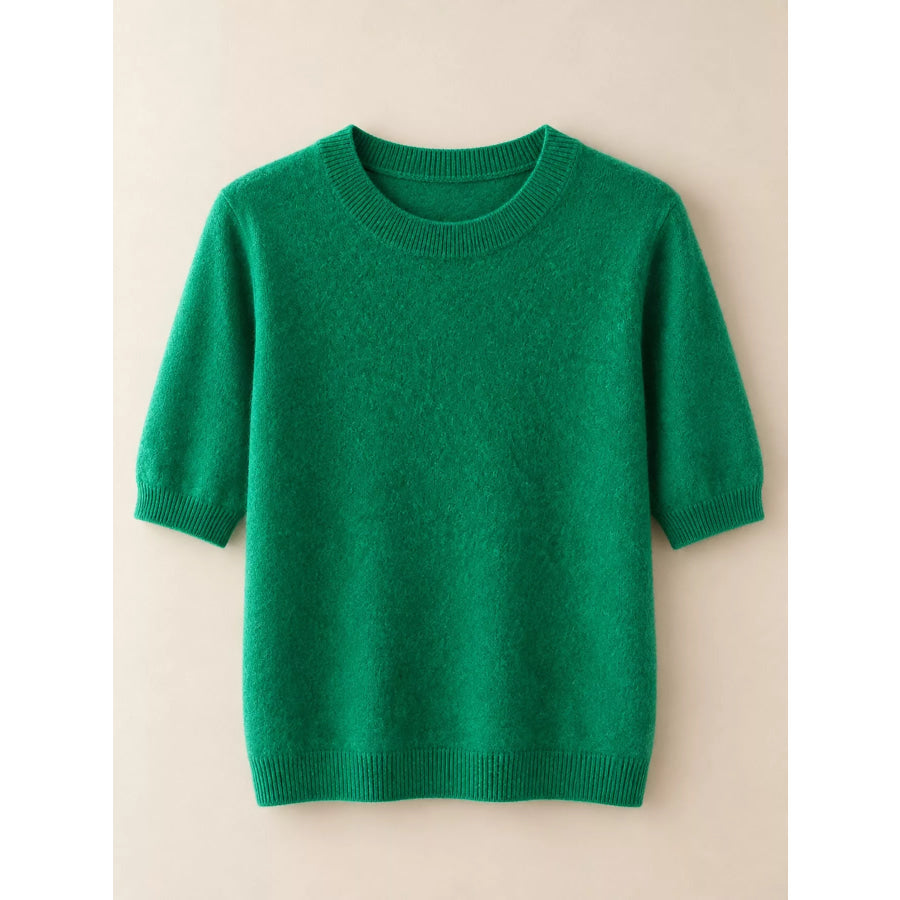 Elegant Round Neck Short-Sleeve Sweater Apparel and Accessories