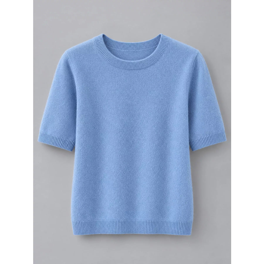 Elegant Round Neck Short-Sleeve Sweater Apparel and Accessories
