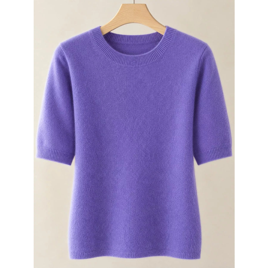 Elegant Round Neck Short-Sleeve Sweater Apparel and Accessories