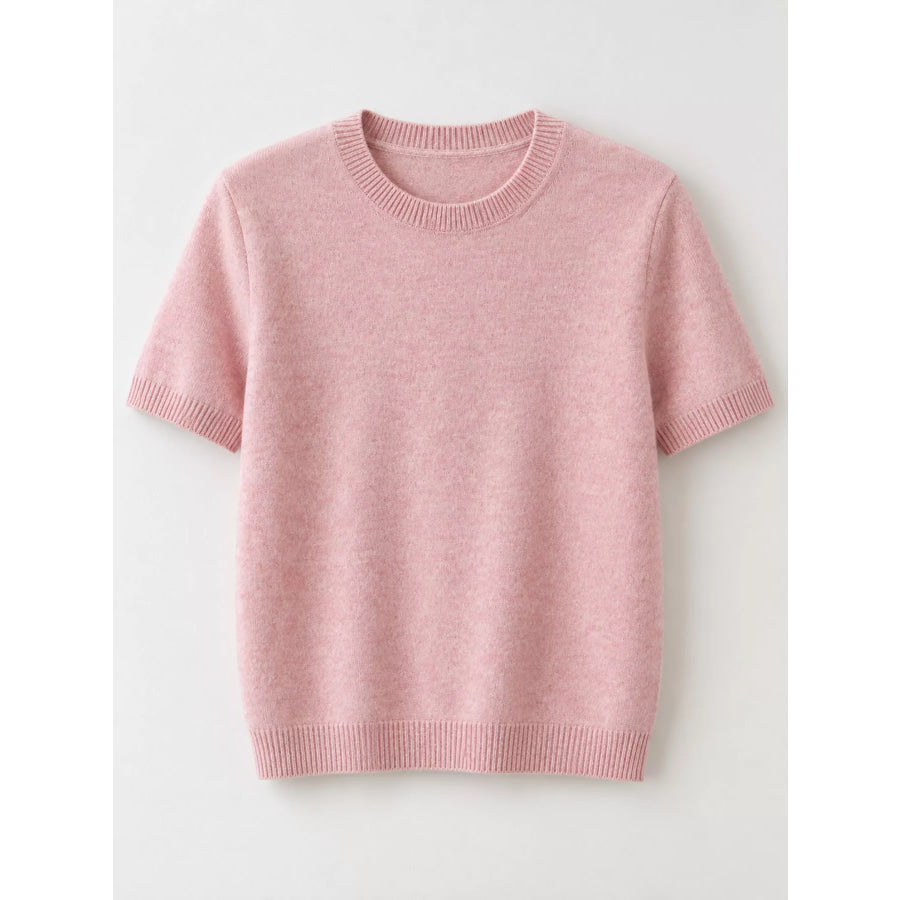 Elegant Round Neck Short-Sleeve Sweater Apparel and Accessories