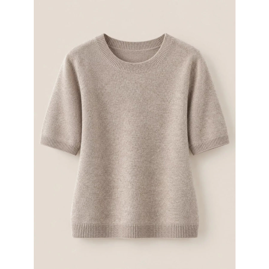 Elegant Round Neck Short-Sleeve Sweater Apparel and Accessories