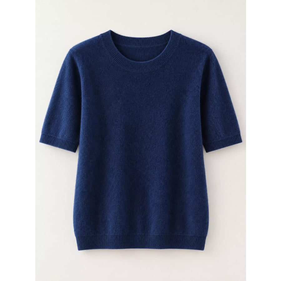 Elegant Round Neck Short-Sleeve Sweater Apparel and Accessories