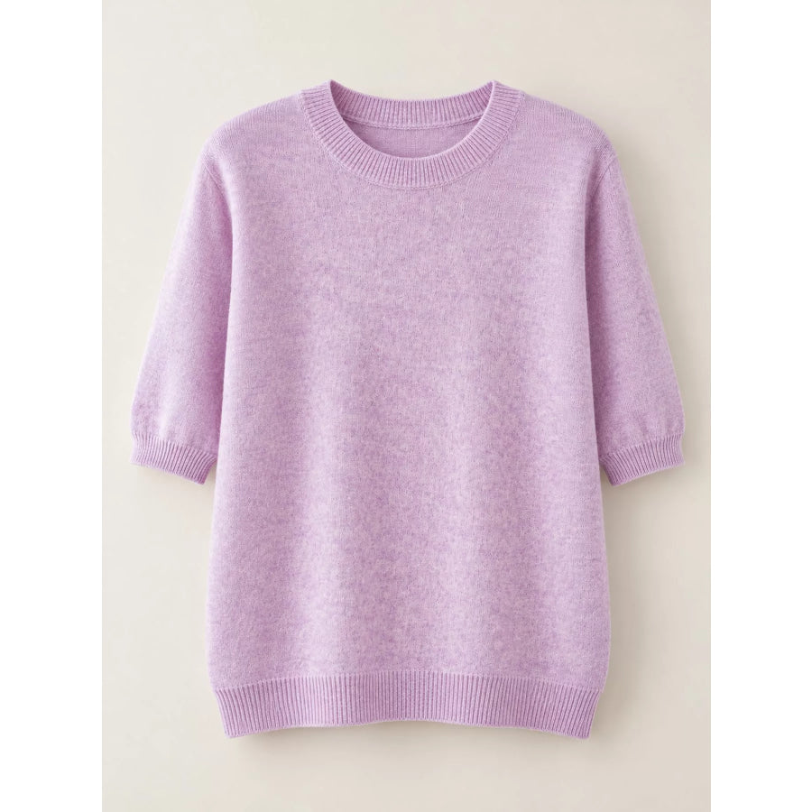 Elegant Round Neck Short-Sleeve Sweater Apparel and Accessories