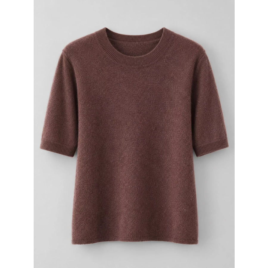 Elegant Round Neck Short-Sleeve Sweater Apparel and Accessories