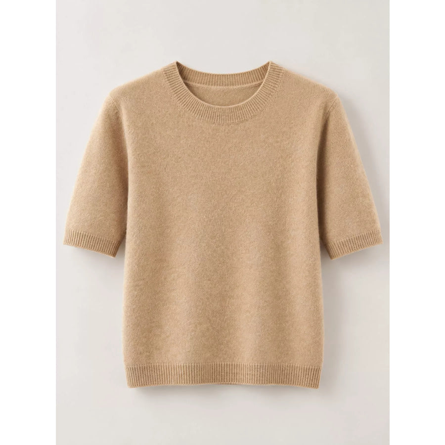 Elegant Round Neck Short-Sleeve Sweater Apparel and Accessories