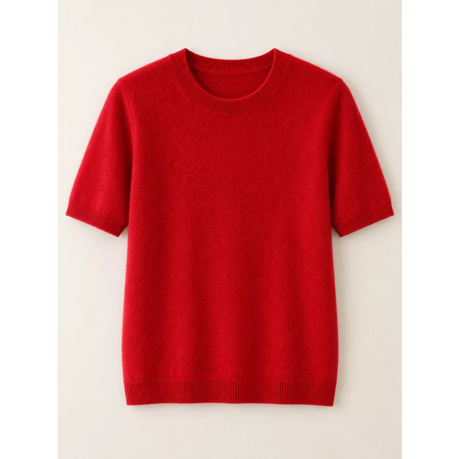 Elegant Round Neck Short-Sleeve Sweater Apparel and Accessories