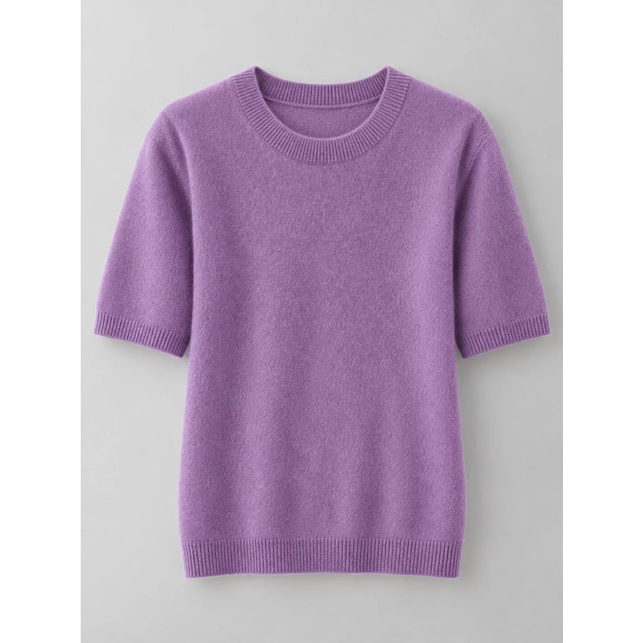 Elegant Round Neck Short-Sleeve Sweater Apparel and Accessories