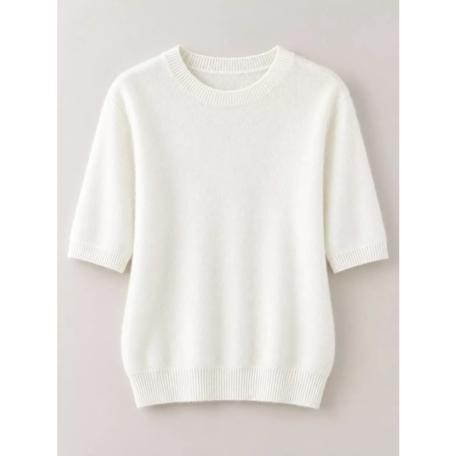 Elegant Round Neck Short-Sleeve Sweater Apparel and Accessories