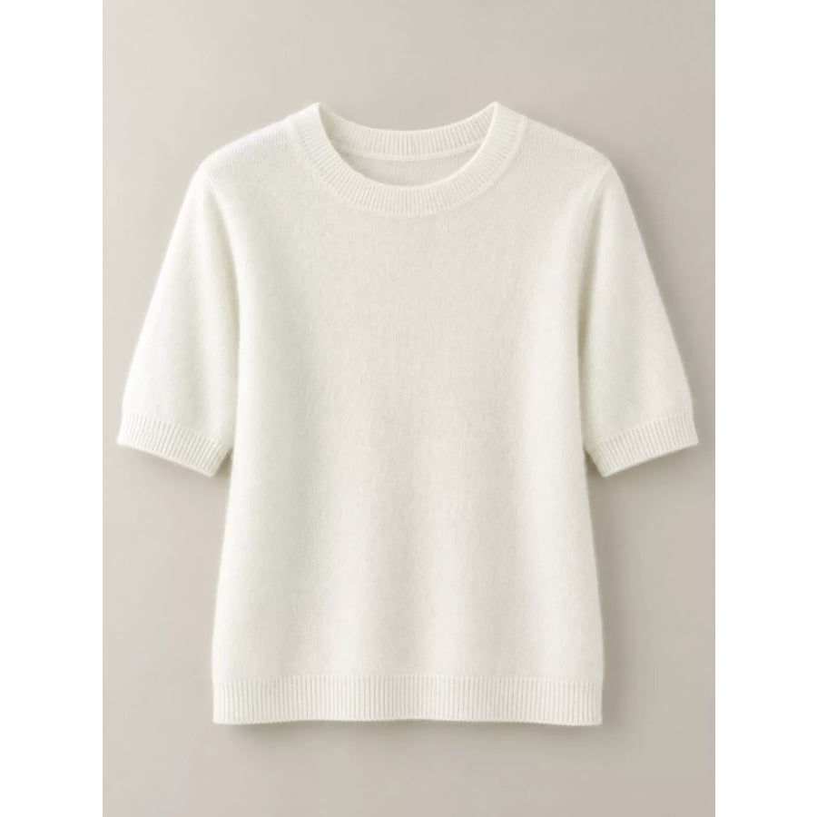 Elegant Round Neck Short-Sleeve Sweater Apparel and Accessories