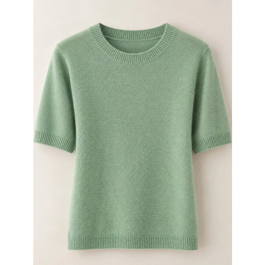 Elegant Round Neck Short-Sleeve Sweater Apparel and Accessories