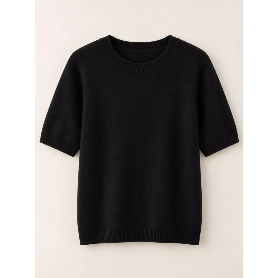 Elegant Round Neck Short-Sleeve Sweater Apparel and Accessories