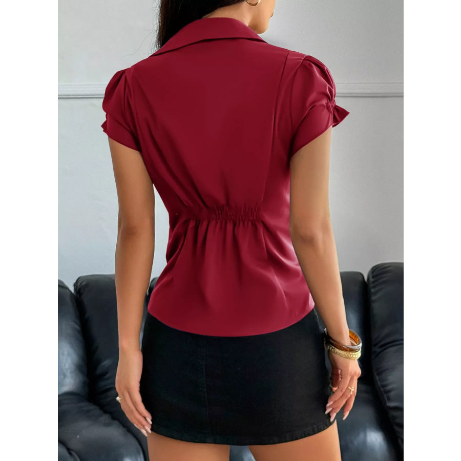 Elegant Ruffle Sleeve Button-Down Shirt Apparel and Accessories