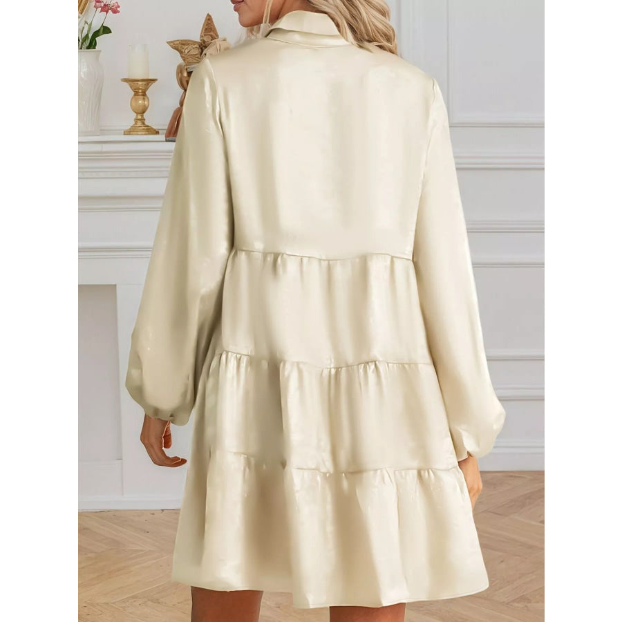 Elegant Satin Button-Down Shirt Dress Apparel and Accessories