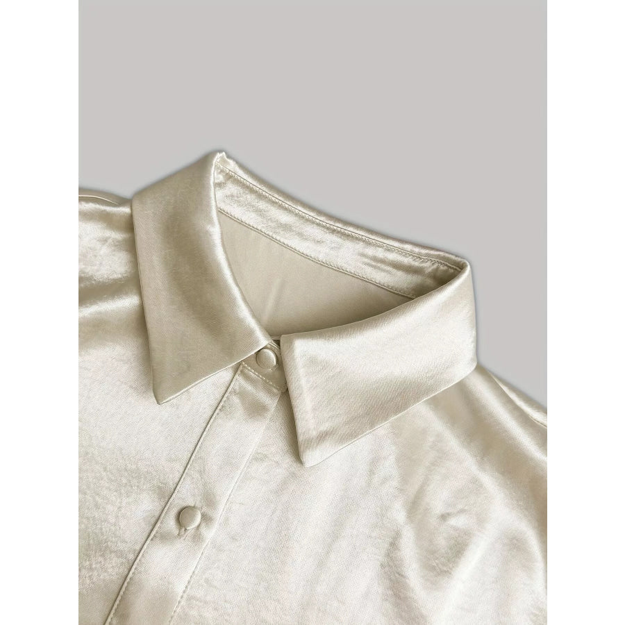 Elegant Satin Button-Down Shirt Dress Apparel and Accessories