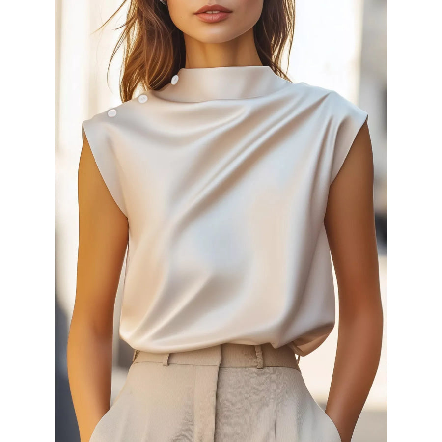 Elegant Sleeveless Button-Detail Blouse Apparel and Accessories