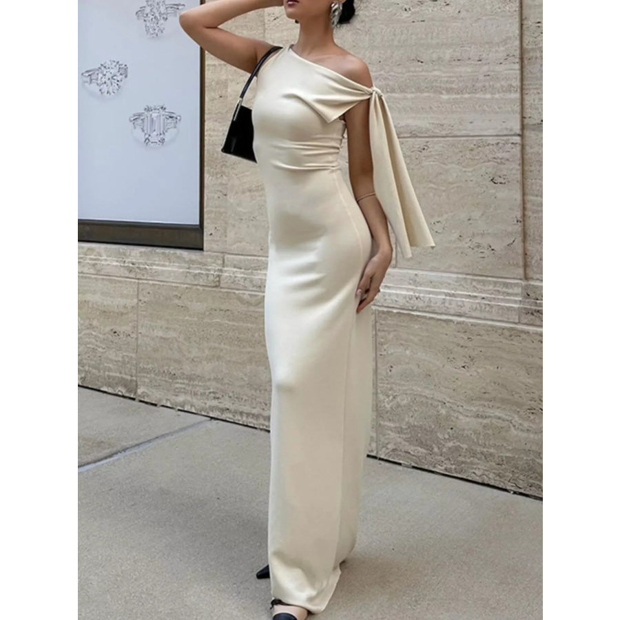 Elegant Sleeveless Tie-Shoulder Maxi Dress Apparel and Accessories