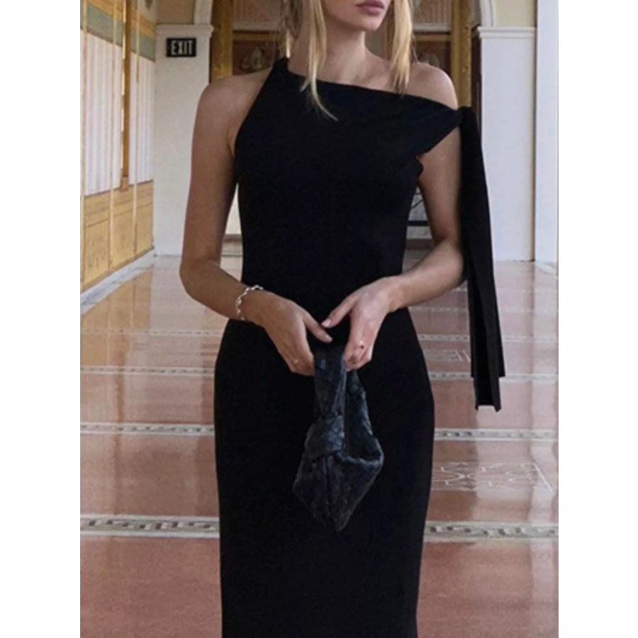 Elegant Sleeveless Tie-Shoulder Maxi Dress Apparel and Accessories