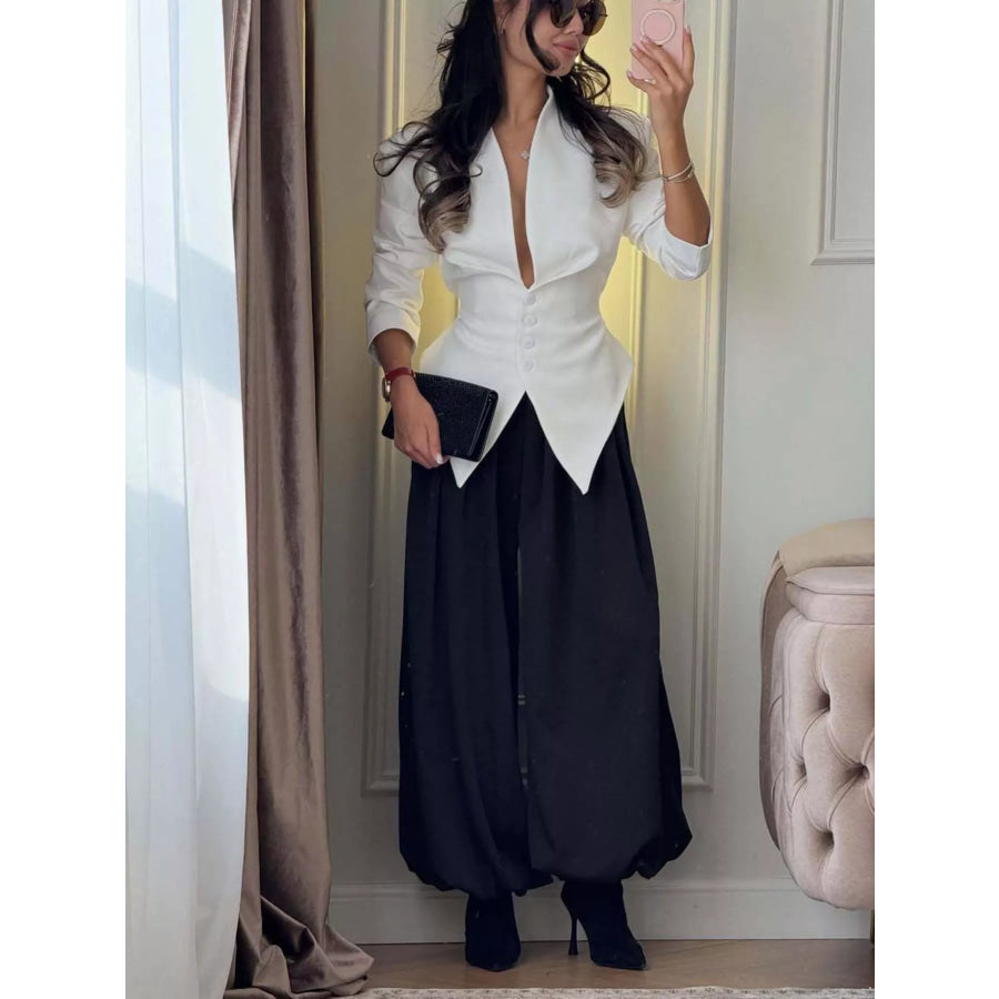 Elegant Slim-Fit Blazer with Asymmetric Hem and Button Detail Apparel Accessories