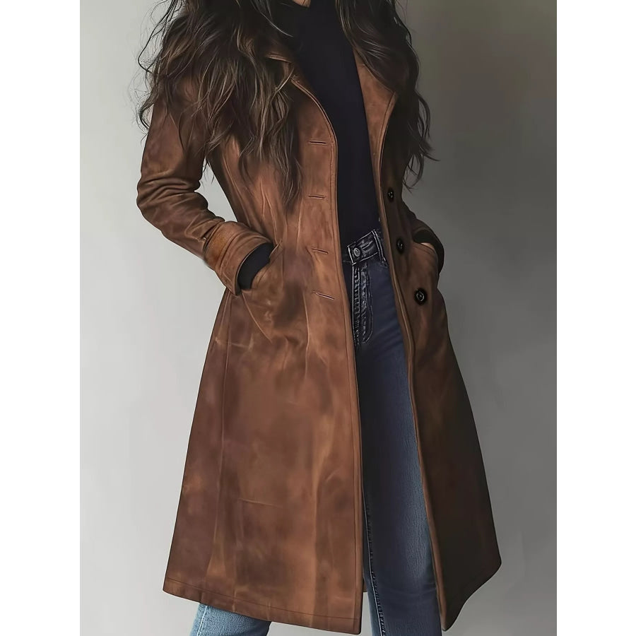 Elegant Slim-Fit Button Up Longline Coat Apparel and Accessories