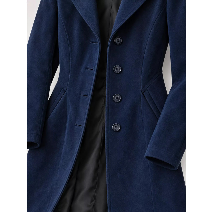Elegant Slim-Fit Button Up Longline Coat Apparel and Accessories