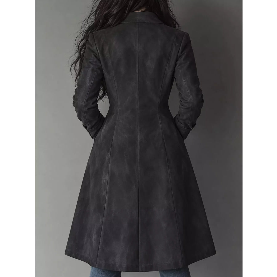Elegant Slim-Fit Button Up Longline Coat Apparel and Accessories