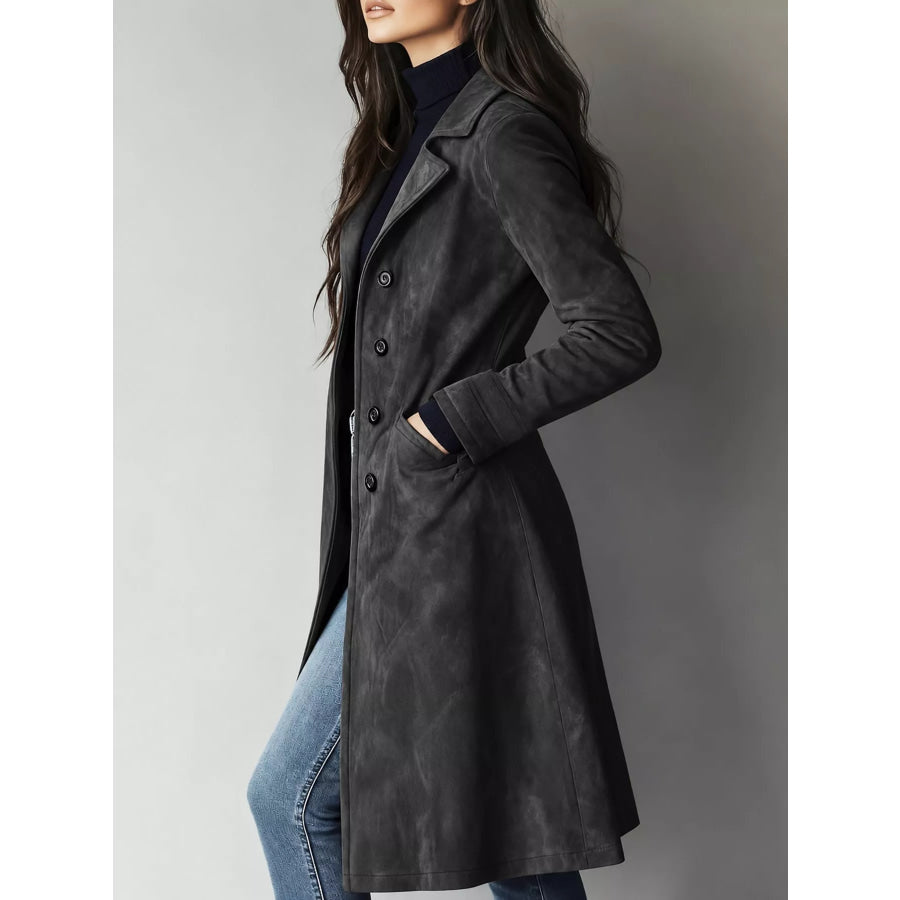 Elegant Slim-Fit Button Up Longline Coat Apparel and Accessories