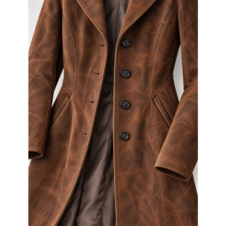 Elegant Slim-Fit Button Up Longline Coat Apparel and Accessories
