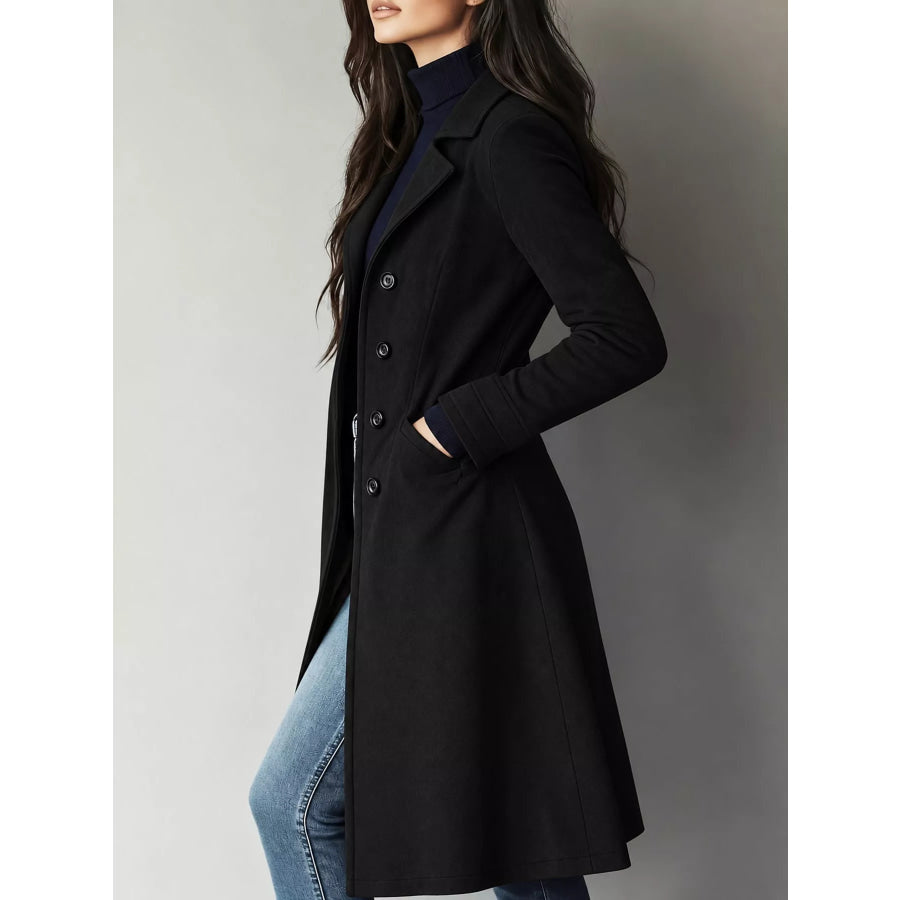 Elegant Slim-Fit Button Up Longline Coat Apparel and Accessories